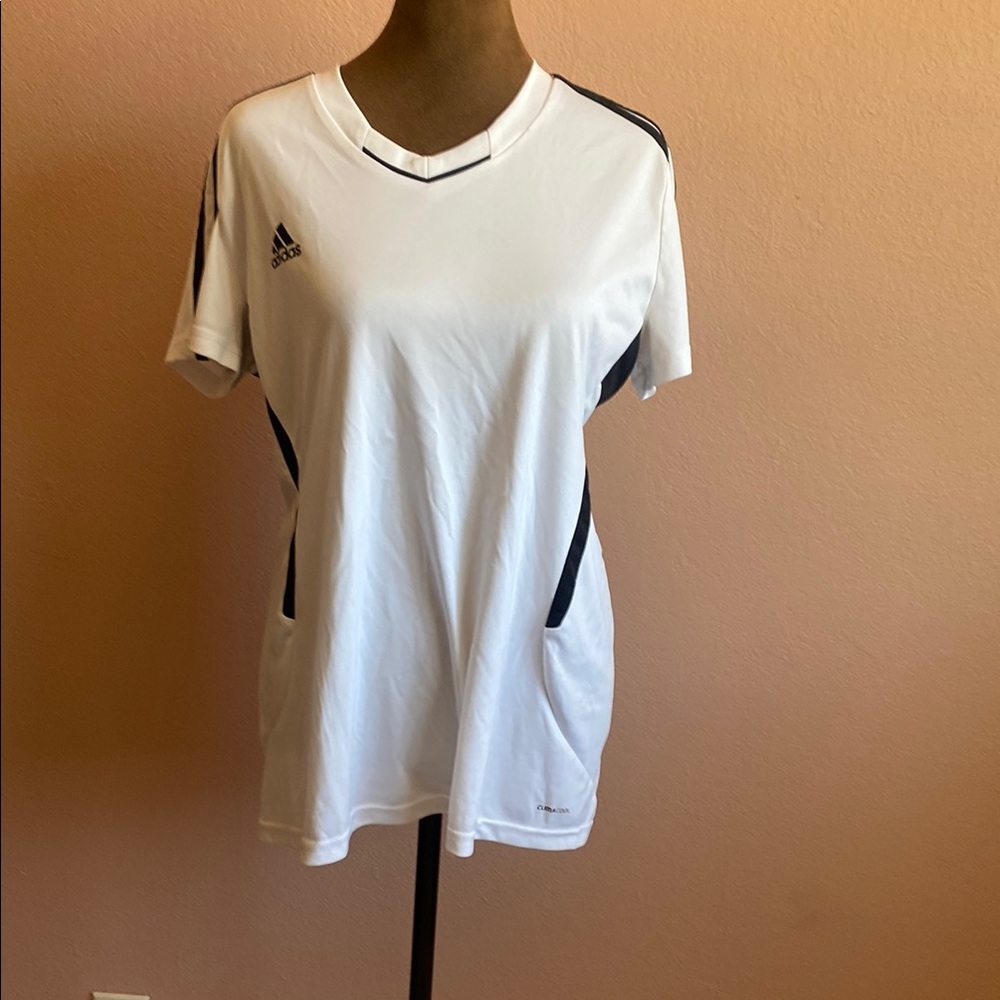 Adidas White and Black Athletic Tee